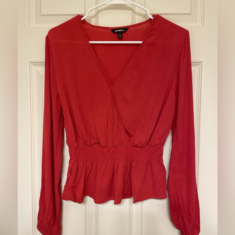 Express faux peplum wrap blouse S